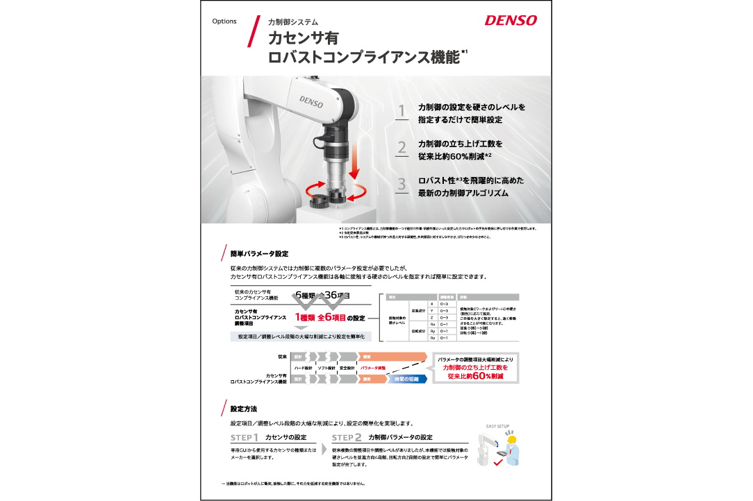 力センサ有ロバストコンプライアンス機能