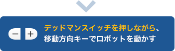 デッドマンスイッチを押しながら、移動方向キーでロボットを動かす